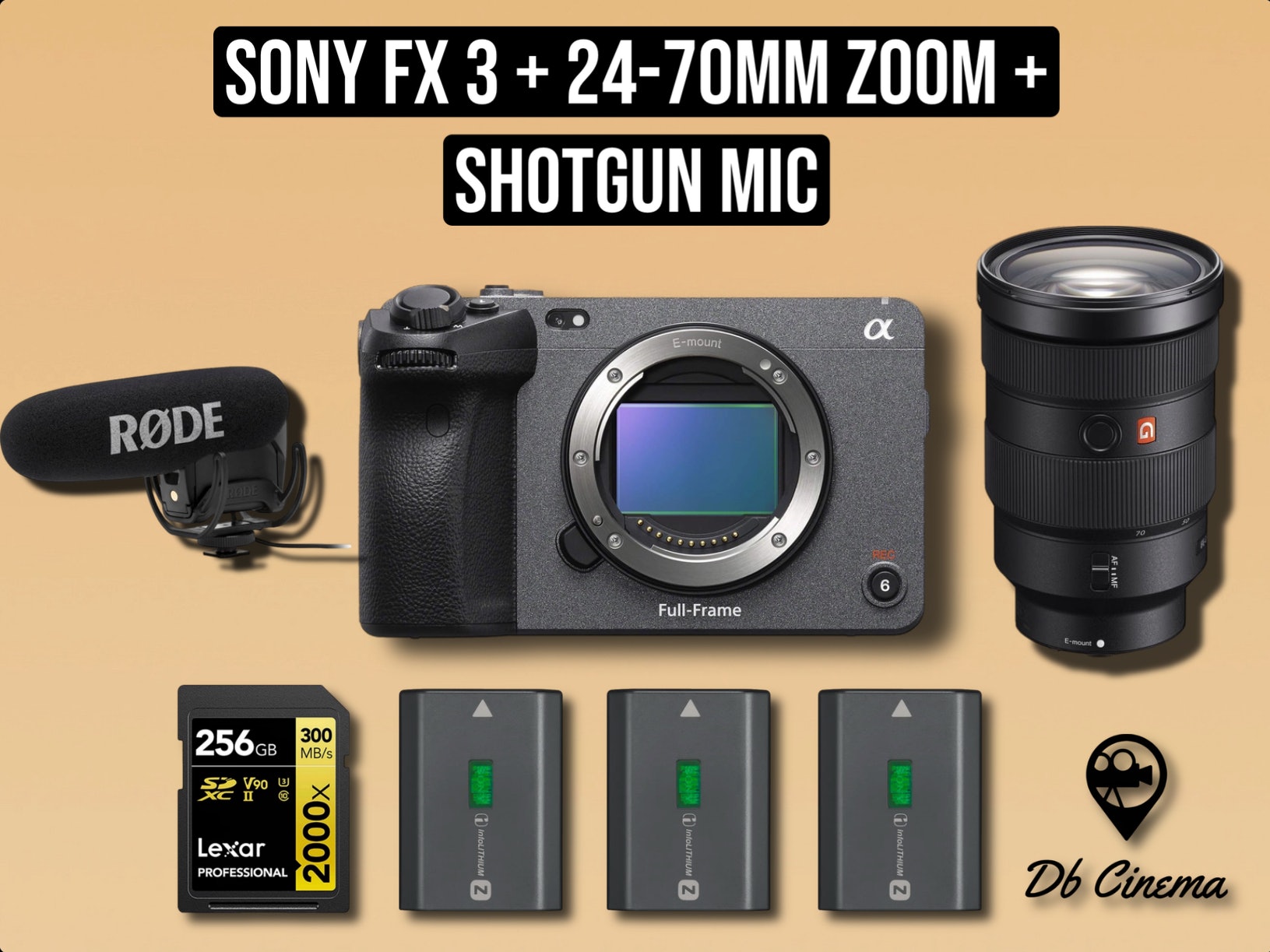 Sony fx 3 fx3 full frame + 24-70mm f2.8 zoom lens gmaster gm g-master + rode