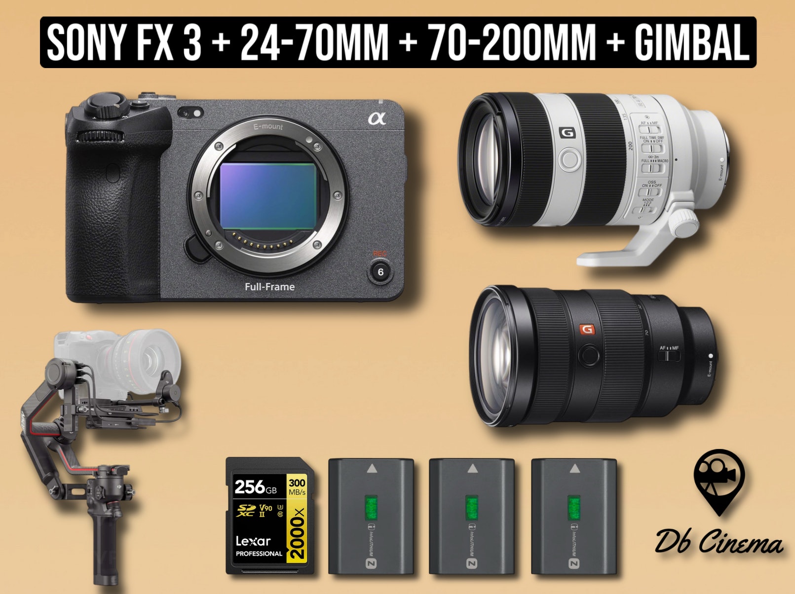 Sony fx3 fx 3 full frame camera + 24-70mm zoom lens gm gmaster + 70-200mm zoom